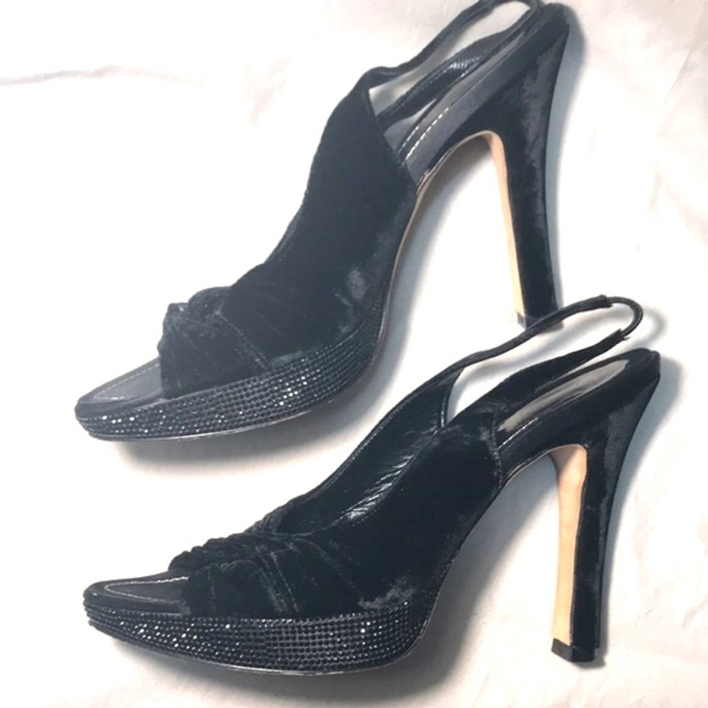 Rene Caovilla open toe rhinestone heels, Sz 9 (40) - Picture 2 of 9